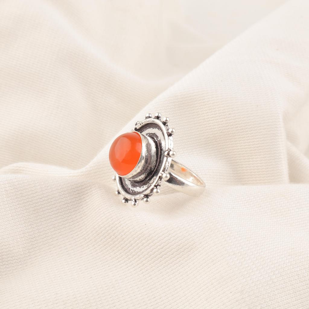 Karneol Edelstenssmykker, 925 Solid Sterling Sølvring, Håndlaget Blålysende Sølvring Smykker Til Thanksgiving-gave