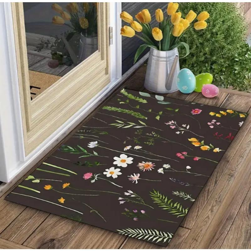 Retro Floral Pattern Welcome Door Mat Fashionable Mats Bedrooms Bathrooms Kitchens Balconies Gardens Modern Farmhouse Decoration