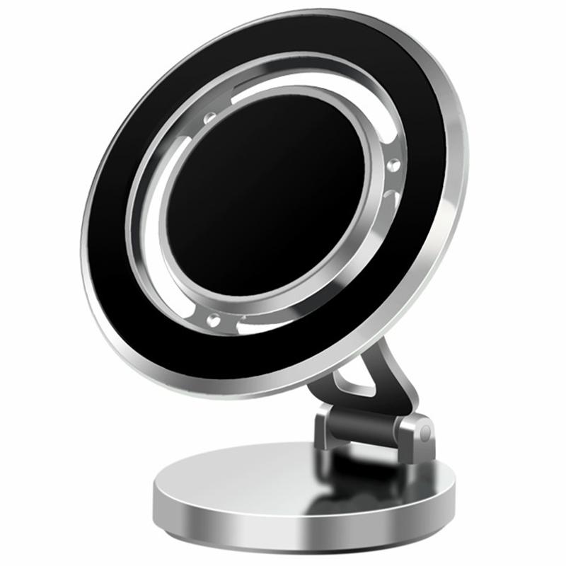 

G168 Магнітний тримач для телефону на присосці для приладової панелі автомобіля, обертова підставка для мобільного телефону Silver