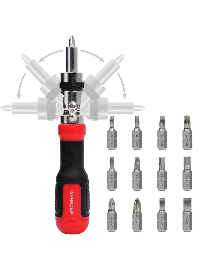 Ratcheting Screwdriver 13-in-1 Multibit Screwdriver All In One Screwdriver Set With Phillips, Flat Head, Torx Security,