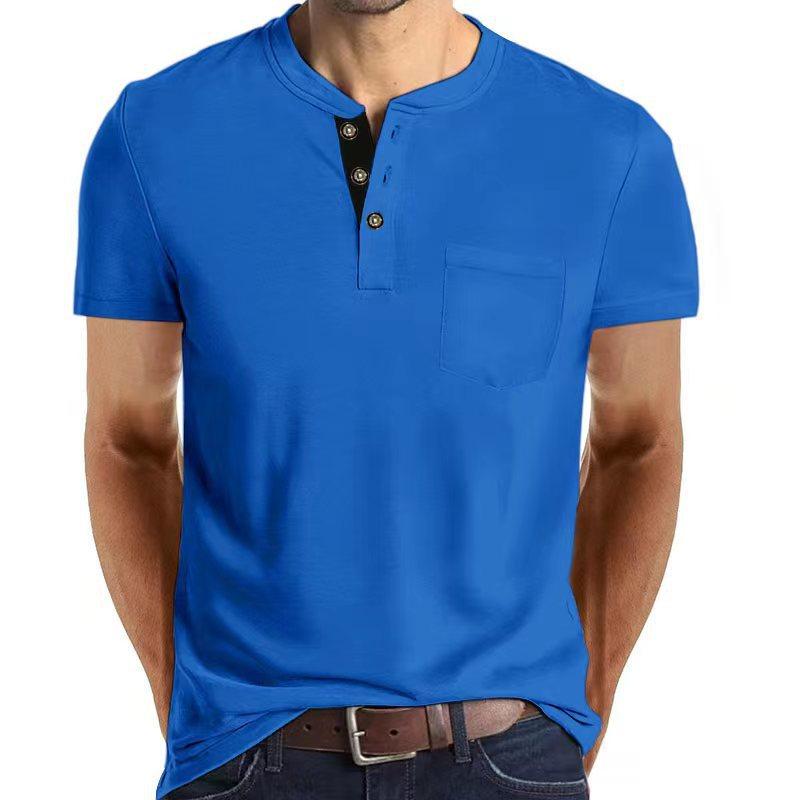 New Summer Top: Men's Short-Sleeved Button-Pocket Oversized Polo Shirt