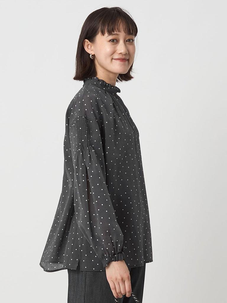 United Arrows Green Label Relaxing Sheer Ruffled Collar Blouse, 35116761571, 7900 Navy (79), Free Size