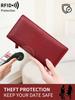Portefeuille Minimaliste Ultra-fin pour Femme Blocage RFID Porte-cartes de Crédit Pliage Bifold Long Portefeuille pour Femme Couleur Unie Pochette Portable