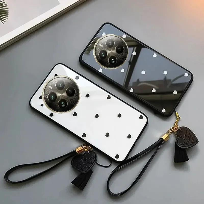 Für Honor Magic 7 Pro Magic7 Love Heart, gehärtetes Glas, stoßfestes Hardcover, für Honor Magic 6 Pro 5 7Lite 7pro, Quaste, Lanyard, weiche Kante