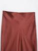 Women's European & American Color Block Lace Trim Silk Satin Skirt