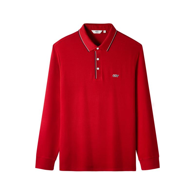Goldlion GY Men's Long-Sleeve Solid Polo Sweatshirt