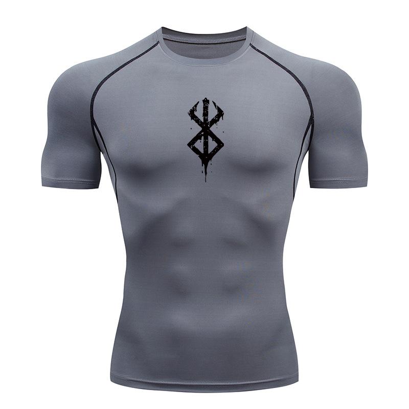 Men's Print Compression Shirts Summer Short Sleeve Rash Guard Gym Workout T-shirt Athletic Quick Dry Baselayer Undershirts Tops