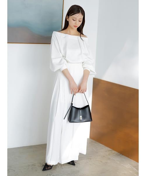 Snidel Tuck Sweatshirt Free Size Off-the-Shoulder SWCT251158, Women's, White,