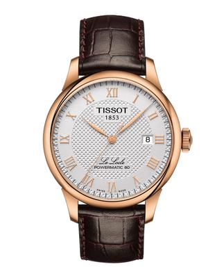 Męski zegarek Tissot Le Locle Powermatic 80 ze srebrną tarczą i skórzanym paskiem (T0064073603300) [Oficjalny import]