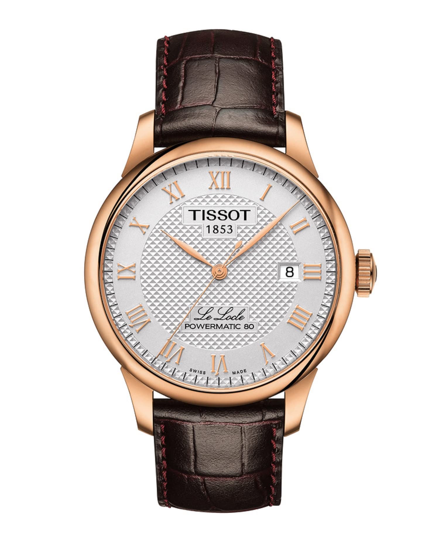 

Чоловічий годинник Tissot Le Locle Powermatic 80 зі сріблястим циферблатом та шкіряним ремінцем (T0064073603300) [Офіційний імпорт]