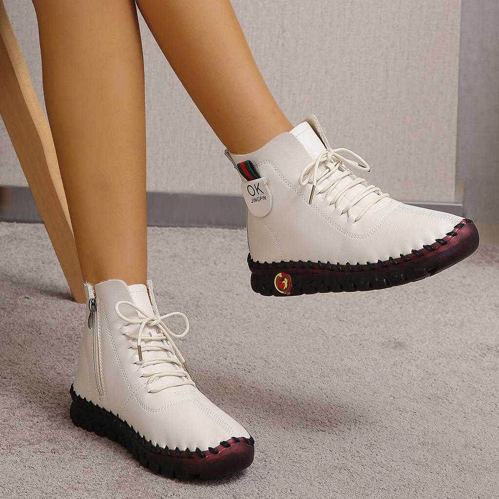 2025 Sneakers Women Shoes Platform Loafers Lace Up Leather Flat Slip-On New Spring Casual Mom Shoe Mujer Zapatos Chaussure Femme