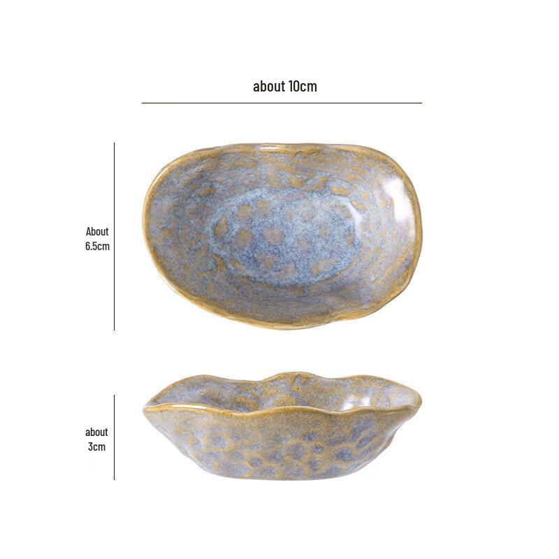 Deou Starlight Japanese Ceramic Oyster-Shaped Dipping Dish Set (5-Pack)