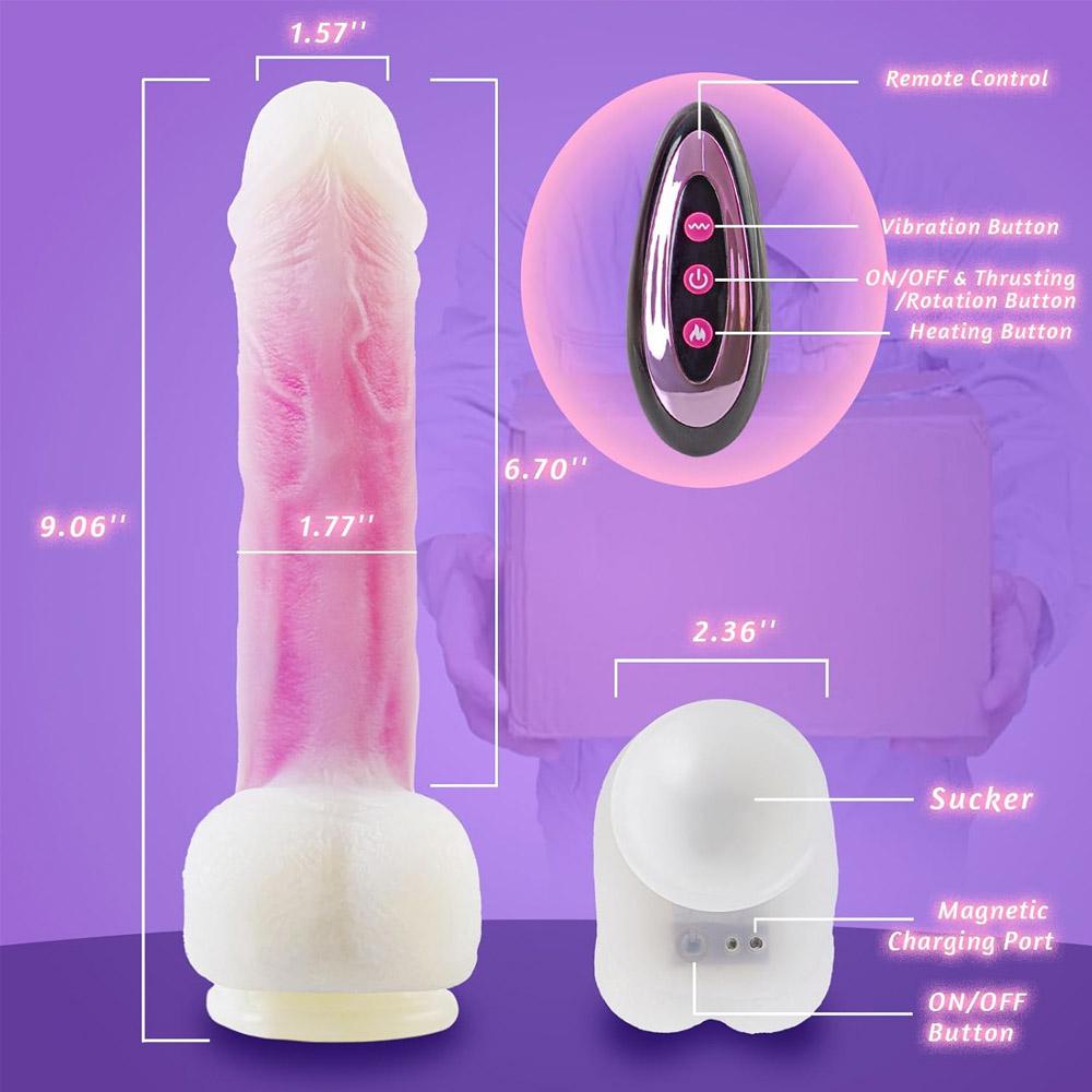 Vkládací dildo Vibrační erotické hračky se 3 režimy vkládání a 10 režimy vibrací a vyhřívání Dálkové ovládání análního stimulátoru G-Spot Dildo pro dospělé