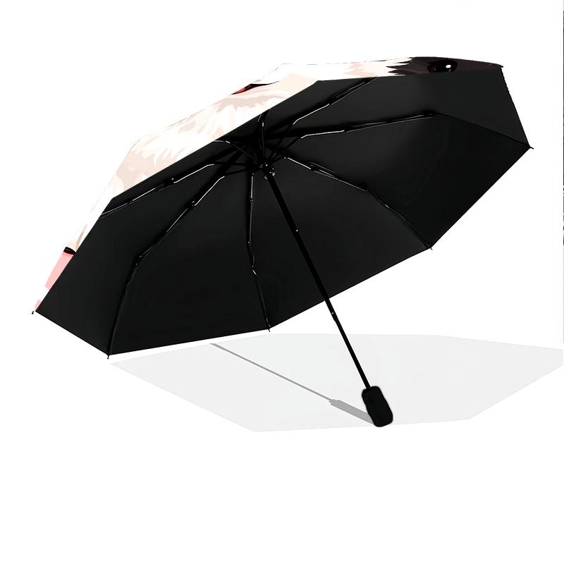 Happy Samoyed Pattern, Automatic Folding Umbrella, Portable and Foldable Design, 8 Ribs, a Christmas or Birthday Gift.