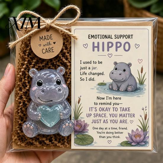 Emotional Support Animal Glass Gift, Cute Recycled Pocket Hug Turtle/Bird/Frog Gift Keepsake with Encouragement Card, Comfort for Friends, Coworkers,