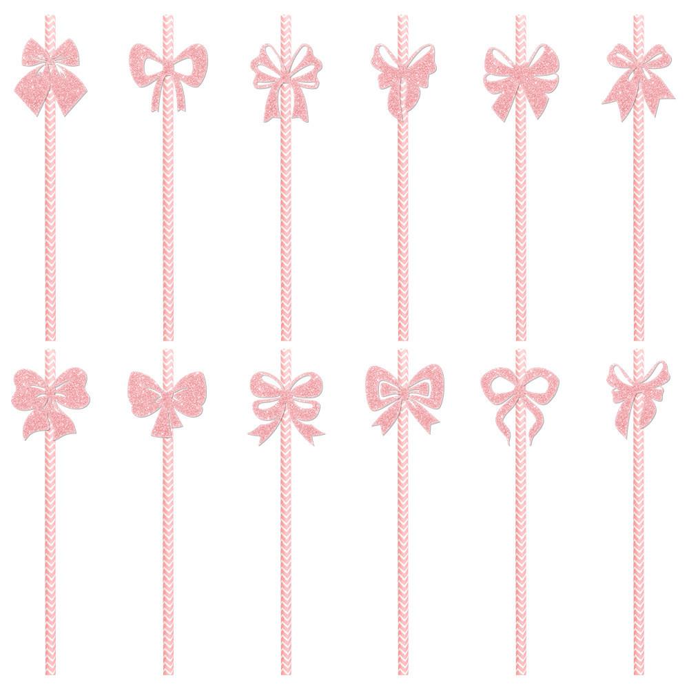 Bow Creative Decor Disposable Straw Birthday Party Scene Props Decoration