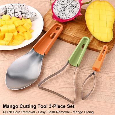 3-in-1 Mango Snijder Schiller Fruit Snijder met Roestvrijstalen Mes Pit Verwijderaar Tool voor Watermeloen Snijder Perzik Snijders en Meer