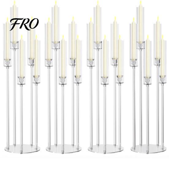 Festliche Atmosphäre Kerzenhalter 4/8 Stück Acryl-Kandelaber-Set mit 5 Armen, Klarer Hochzeitsfeier-Mittelpunkt für 0,87" Dekorative Flacker-LED-Kerzen,