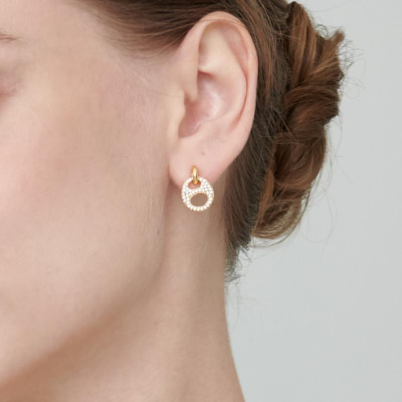 ELLE Jewelry Urban 14K Round Cubic Zirconia Earrings (Gold Pin) ELGPEE382