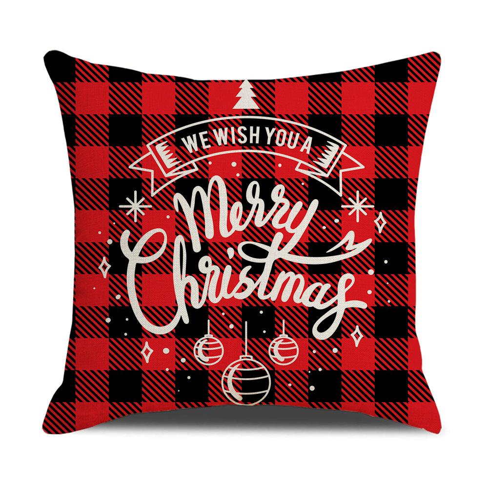 

Ретро Клетчатый Рождественский Наволочка Лен Принт Праздничная Подушка Мультяшная Наволочка 45 * 45Cm (excluding pillow core)