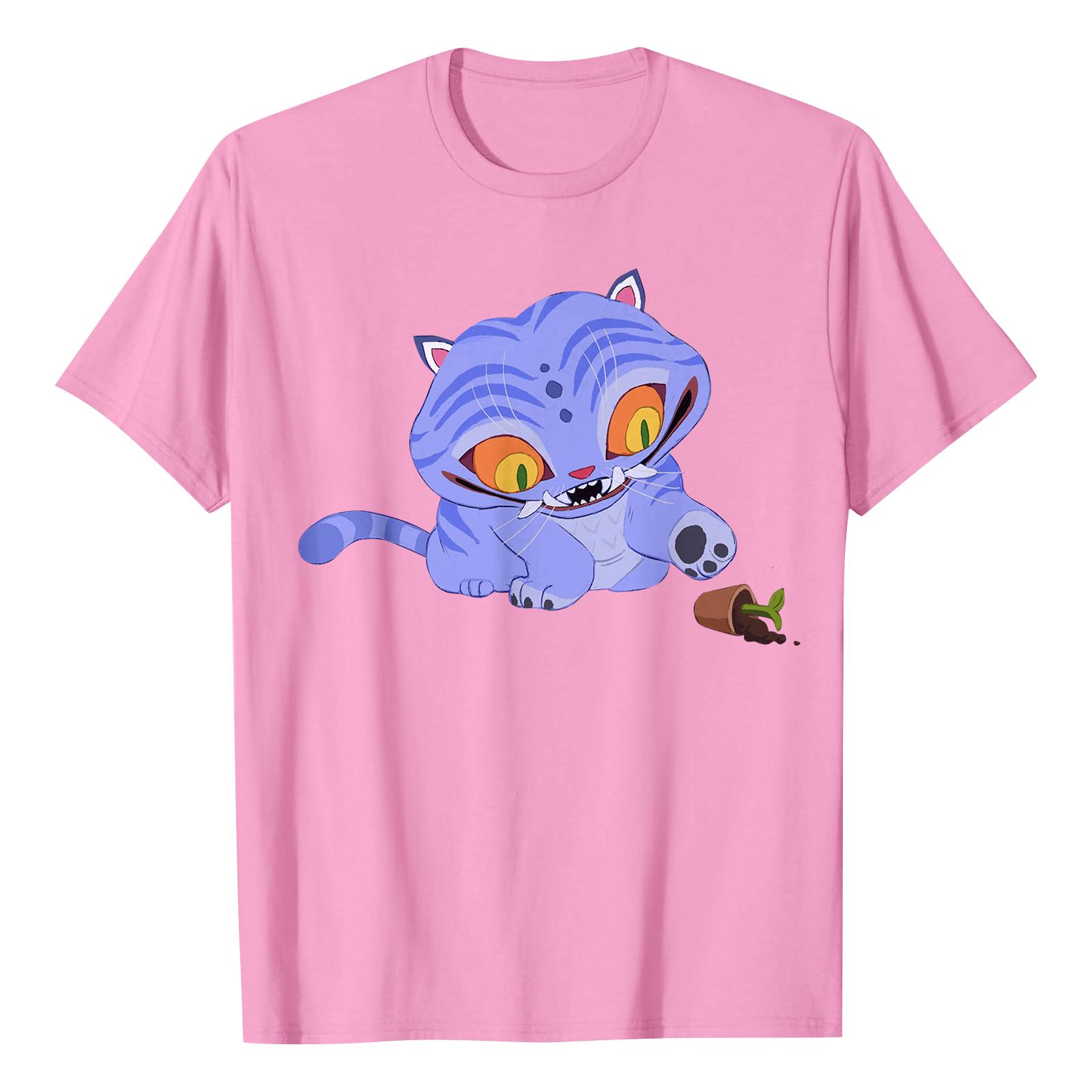 

Модная рабочая одежда с коротким рукавом и круглым вырезом, принтованные топы для женщин, летние топы L розовый