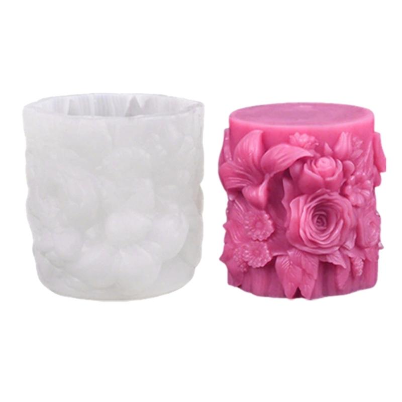 Santa Claus Embossed Cylinder Candle Silicone Mould for Festival Holiday Handmade Craft