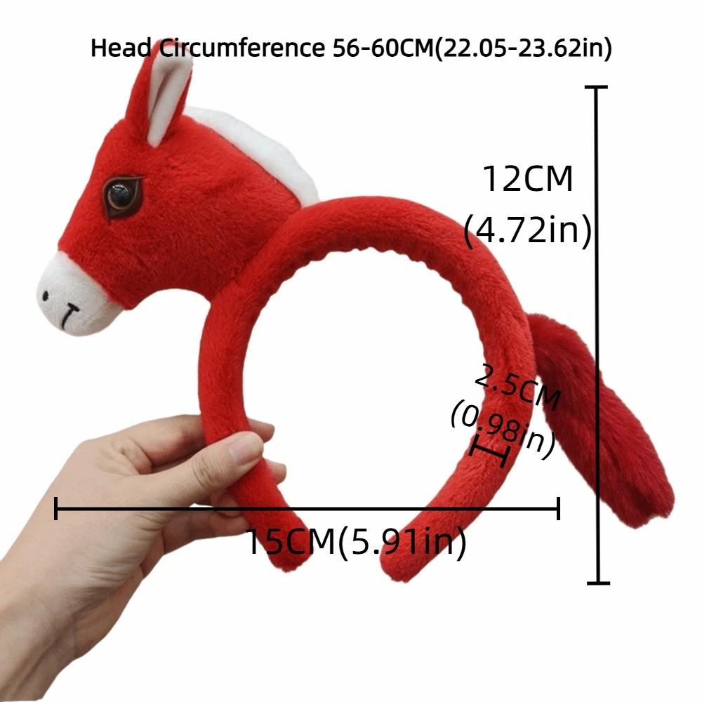 Unisex Sweet Mascot Headband Soft Horse Hair Hoop New Year Cartoon Pony Headpiece Photo Props