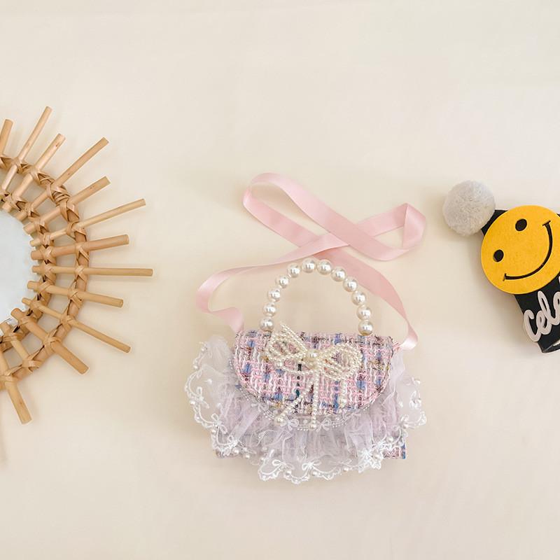 Trendy Korean Style Cute Children's Mini Shoulder Bag With Pearl Elements And Fashionable Design