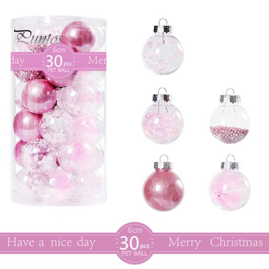 30Pcs Plastic Christmas Balls Hanging Ornament 6cm Colored Electroplated Ball Holiday Party Scene Layout DIY Decorative Accessories Christmas