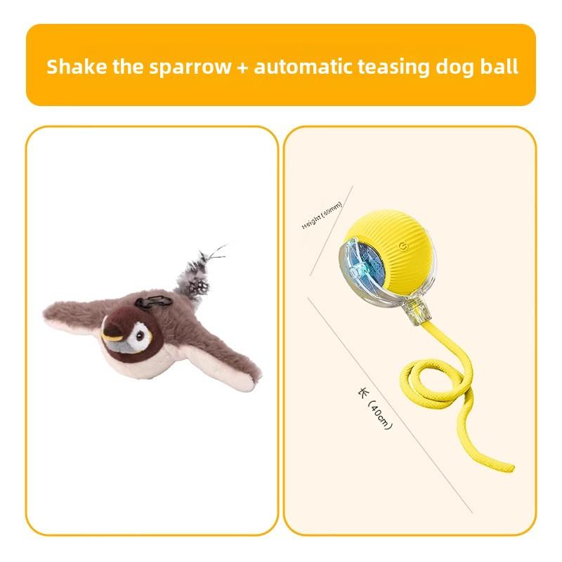 Shaking Sparrow Electric Dog Toy Bird Voice Teasing Dog Bite-resistant Companionship Interactive Cat Self-hi Pet Toy