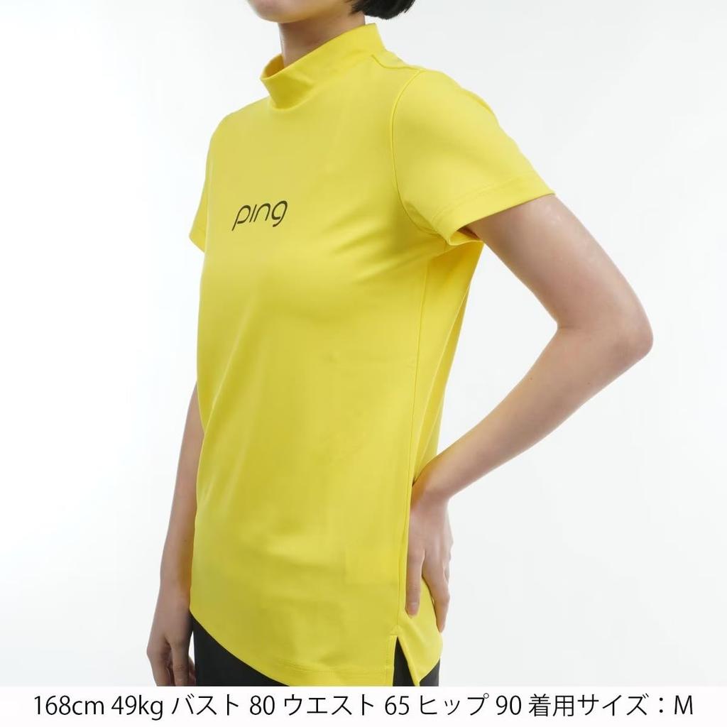 Ping Apparel Women's Short Sleeve High Neck Shirt (Moisture-Wicking, Quick-Drying, UV Protection) / Golf Undershirt / 622-4167204 060_Yellow, Size LL