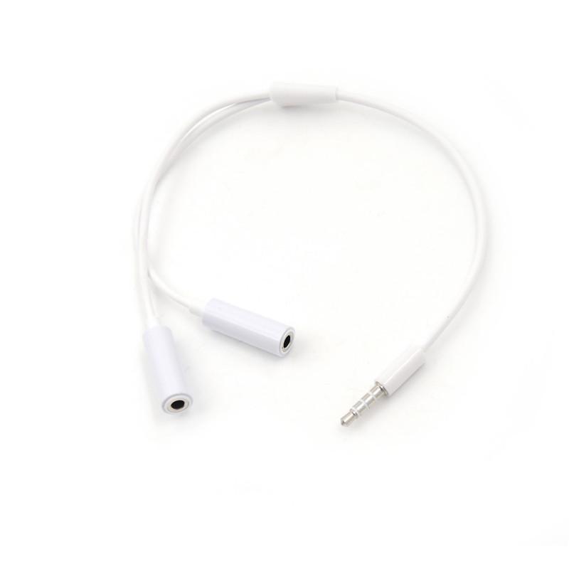 3.5Mm Aux Audio Mic Splitter Cable Earphone Headphone Adapter 1Male To 2Female