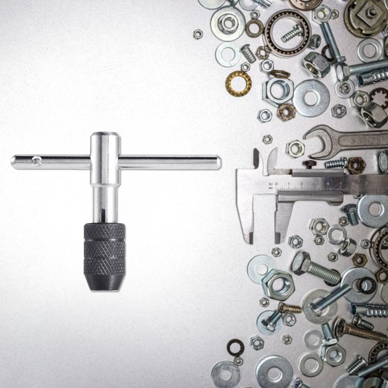 Adjustable Ratchet Tap Wrench T-Handle Tapping Ratcheting Wrench Hand Tool One Hand Operation for Automovtie Repair Tool
