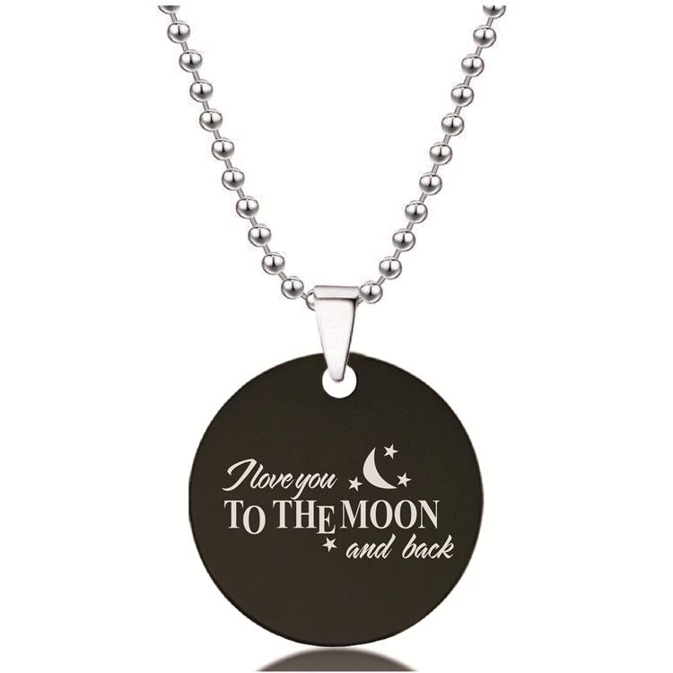 European/American Black Stainless Steel Necklace with Video Engraving - Valentine's and Christmas Gift