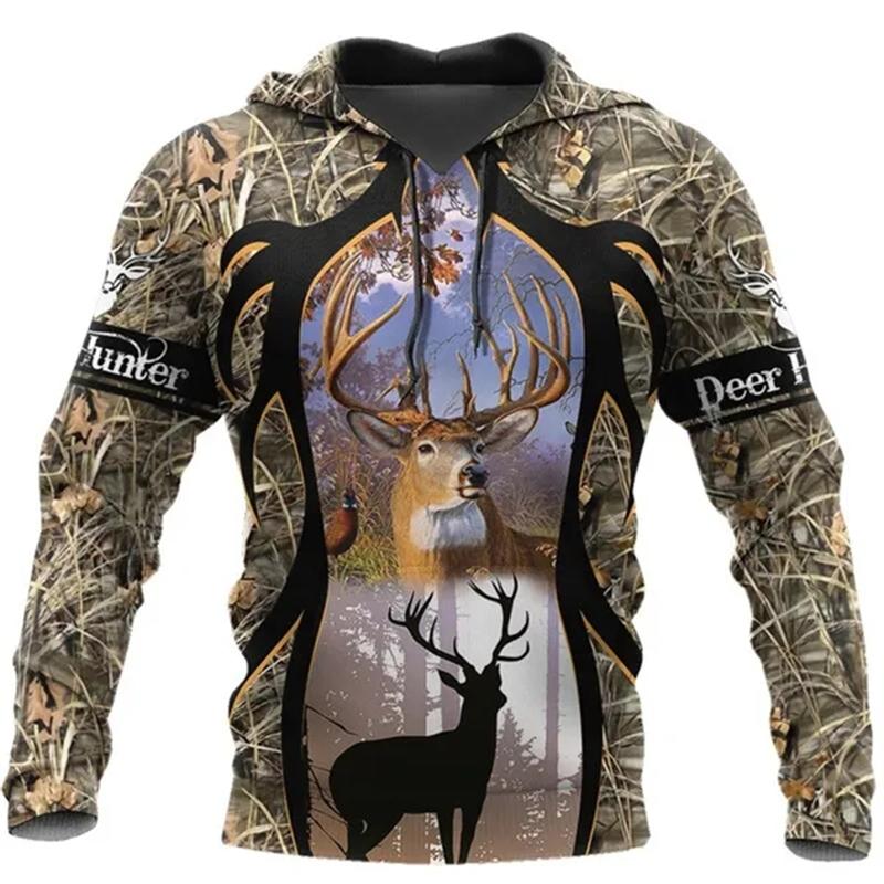 Fashion Deer Hunting Camo Hoodie Cool Slim Jacket Costume Coat 3d Sweatshirts Animal Men Women Casual Christmas Hoodie Tops