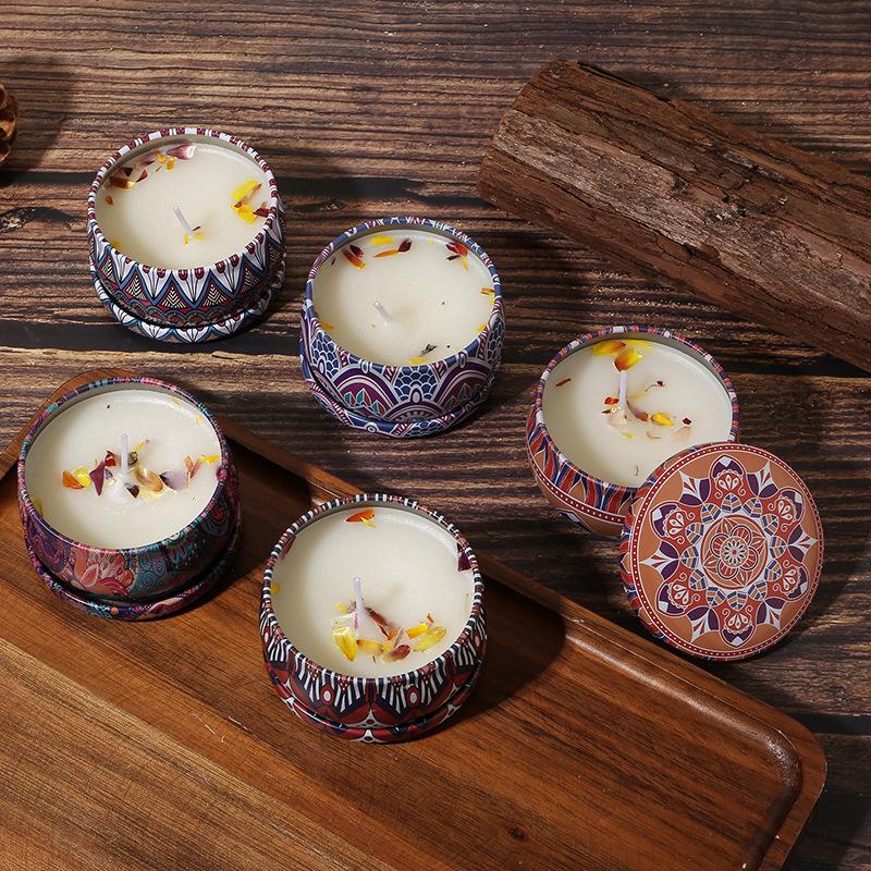 Vintage Can Candles Soy Wax Jars Scented Candle Romantic Flower Fragrance Aromatic Candle Home Decoration Wedding Birthday Gifts