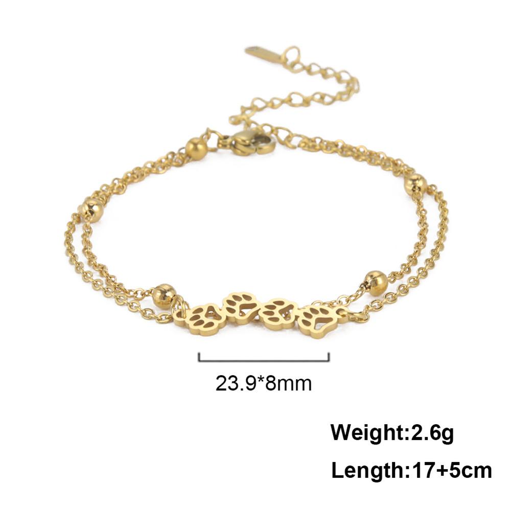 Cazador Hollow Cat Dog Bear Paw Bracelet on Hand Female Cute Animal Charm Kpop Stainless Steel Jewelryfriend Gift Wholesale
