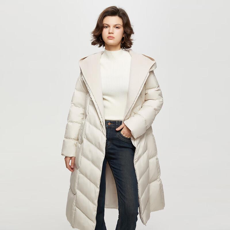 Tatue Women's Mid-Length Solid Hooded Down Jacket