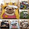 Cartoon Pug Cute Puppy Theme Golden Retriever Husky Pet Comfortable Duvet Quilt Cover Pillowcase Bedding Set Children Bedroom