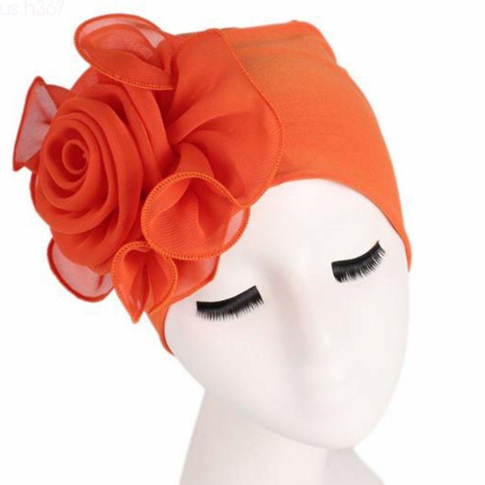 Womens Hair Loss Head Scarf Turban Cap Big Flower Muslim Cancer Chemo Hat Cover