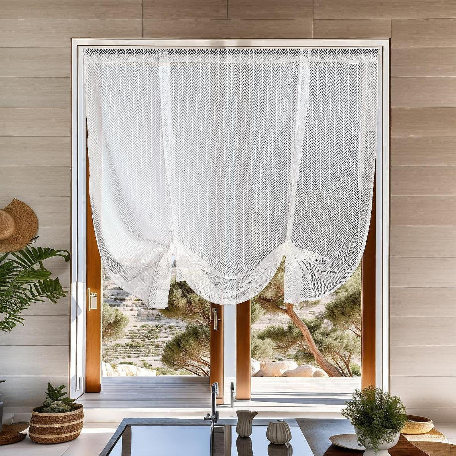 

Оконная штора Регулируемая завязка Простая установка Декоративная обработка Главная 117cmx160cm