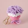 Crocheted Carnation Bag Pendant Ornament Key Rings Holders Unique Handheld Flower Design Creative Gift Decorative 5 Colors