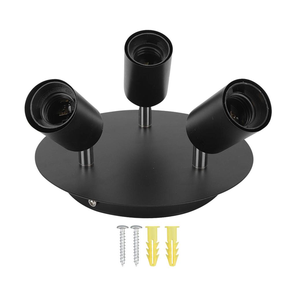 Ceiling Spotlight Holder 3 Head Rotating Lamp Base Ceiling Lamp Holder E27 Track Light Holder for Kitchen Bedroom