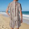 Men Black Gold Swirl Texture Split Print Short Sleeve Tee And Matching Shorts Two Piece Suit