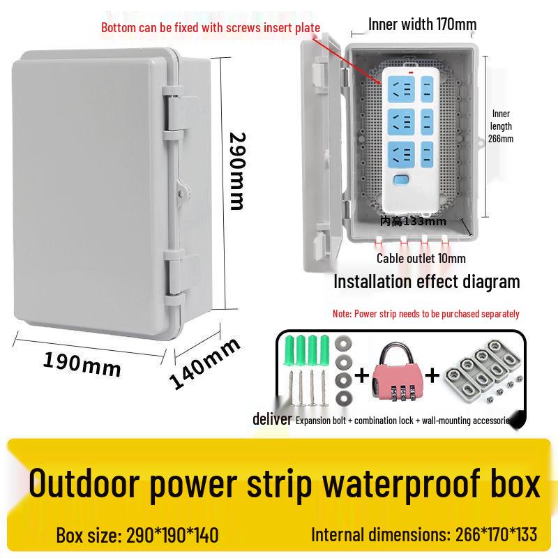 Zamykana wodoodporna skrzynka gniazdkowa zewnętrzna z osłoną przeciwdeszczową