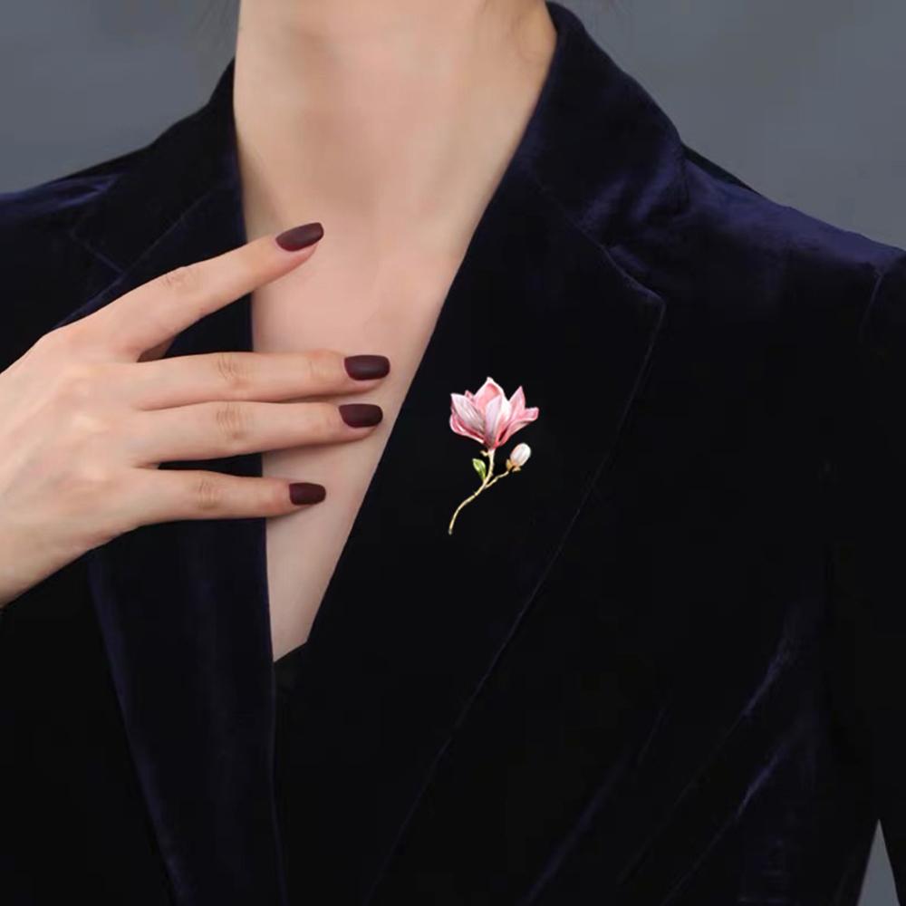 Fashion Gold Tone Flower Brooch Pin Pearl Brooches Enamel Jewelry Wedding Party Gifts