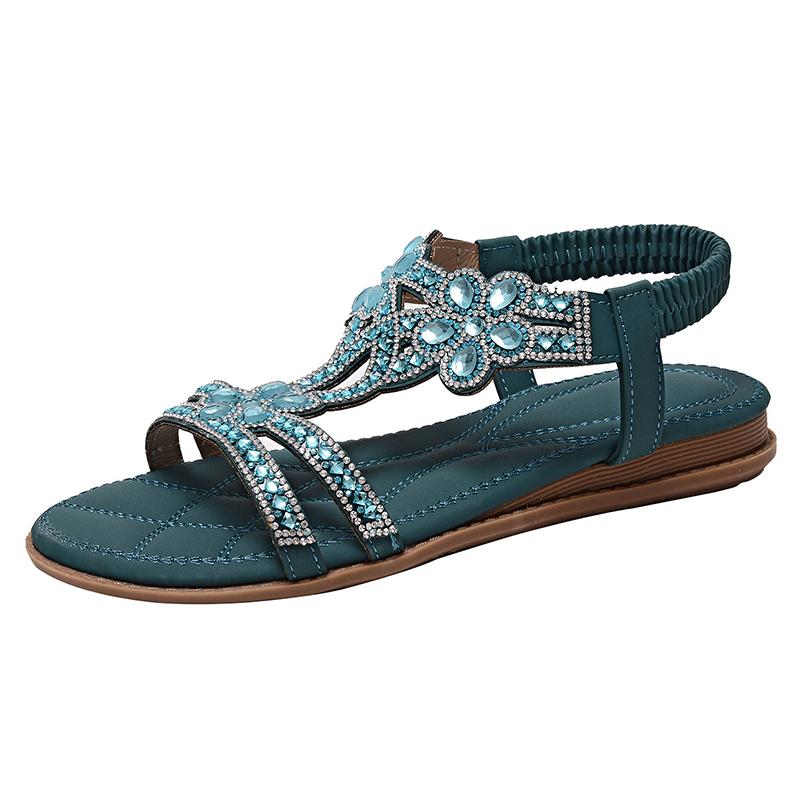 Dames Sandalen Mode Dames Zomer Sandalen Nieuwe Zomer Schoenen Voor Dames Lage Hakken Platte Sandalias Mujer Kristal Schoenen 36 black
