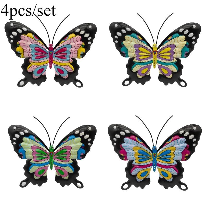 4pcs/set Iron Metal Butterfly Wall Art for Outdoor Fence Garden Hanging Decor Rustproof Iron Craft Home Decoration