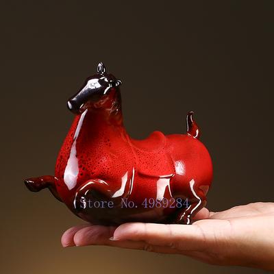 Chinesische Retro Handgefertigte Keramik Tierstatue Pferd Simulation Tier Moderne Heimdeko Zubehör Ornamente Dekor