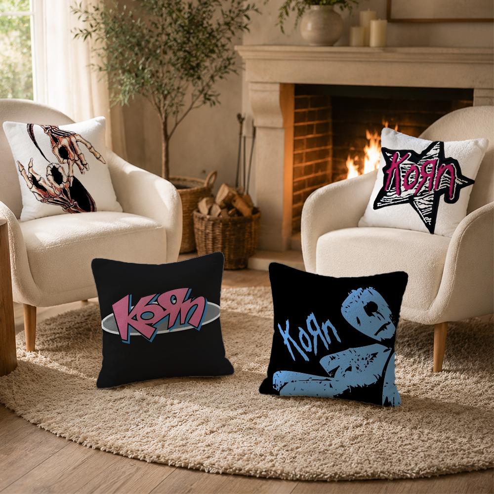 Band Korn Nu Metal Aesthetic Cushion Cover Personalized Short Plush Soft Bedroom Sofa Home Decor Gift